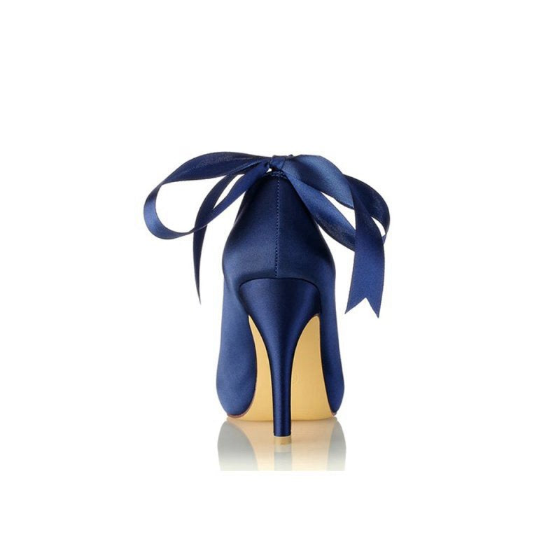 Chic Peep Toe Ribbons Faux Pearl Strap Pumps