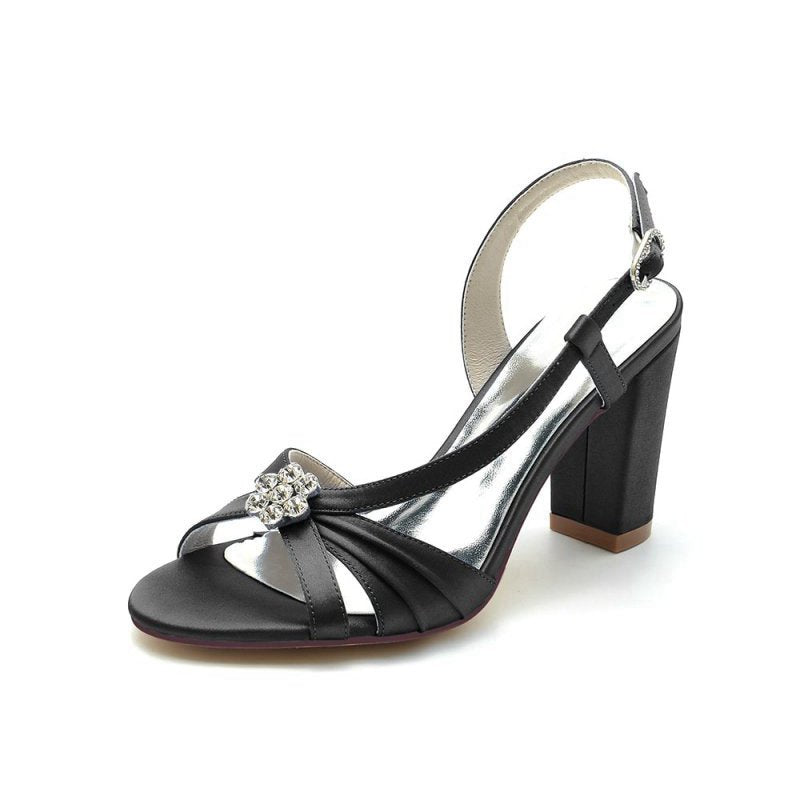 Slingback Strap Open Toe Block Heels