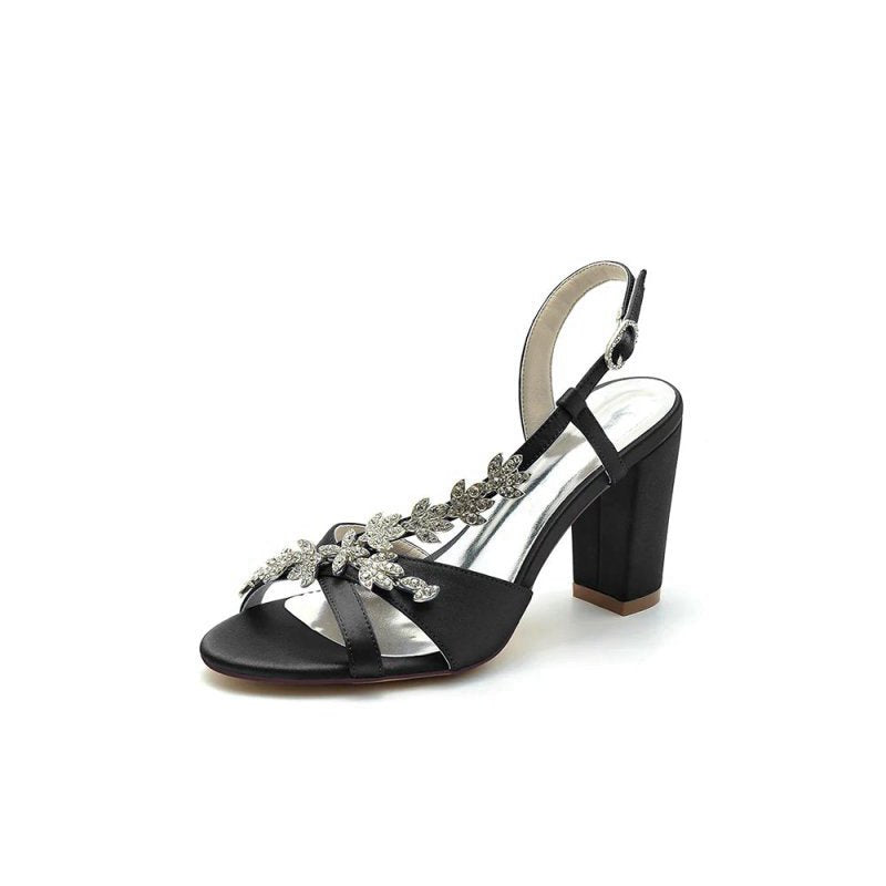Slingback Strap Open Toe Block Heels