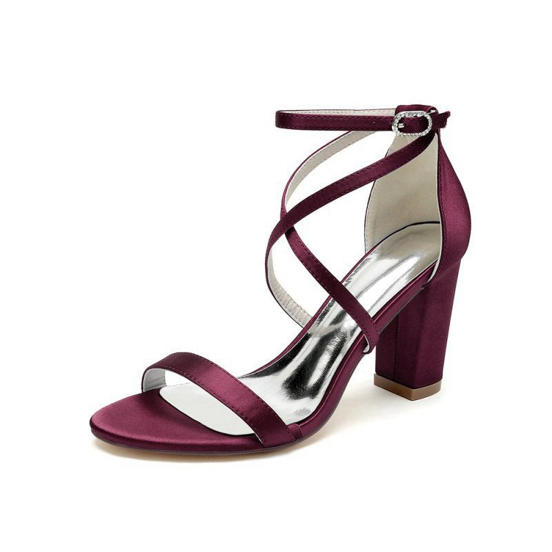 Simple Open Toe Cross Strap High Heels