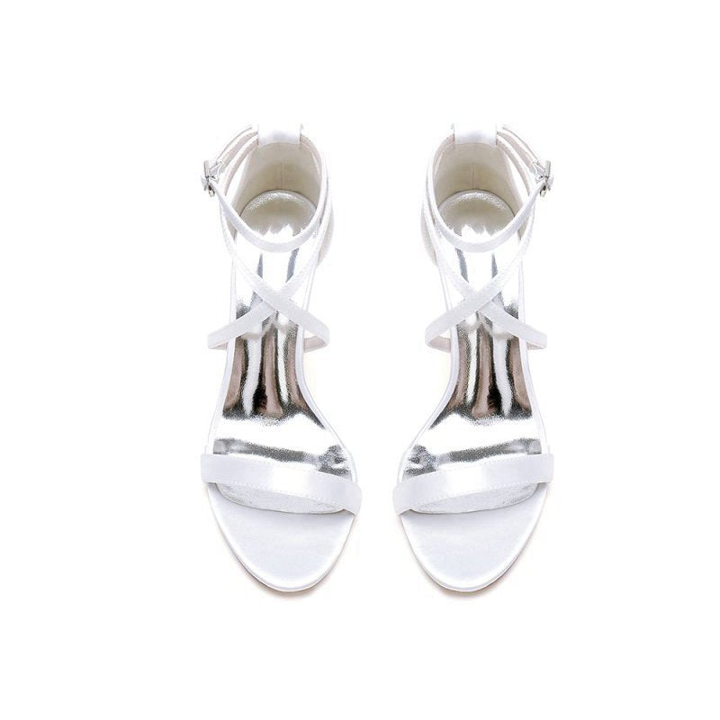Simple Open Toe Cross Strap High Heels