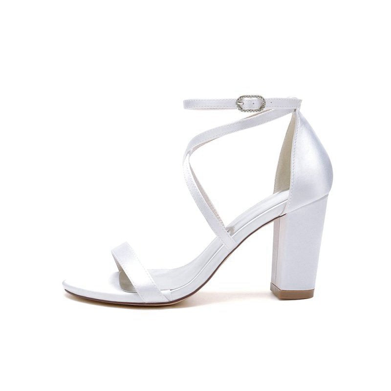 Simple Open Toe Cross Strap High Heels