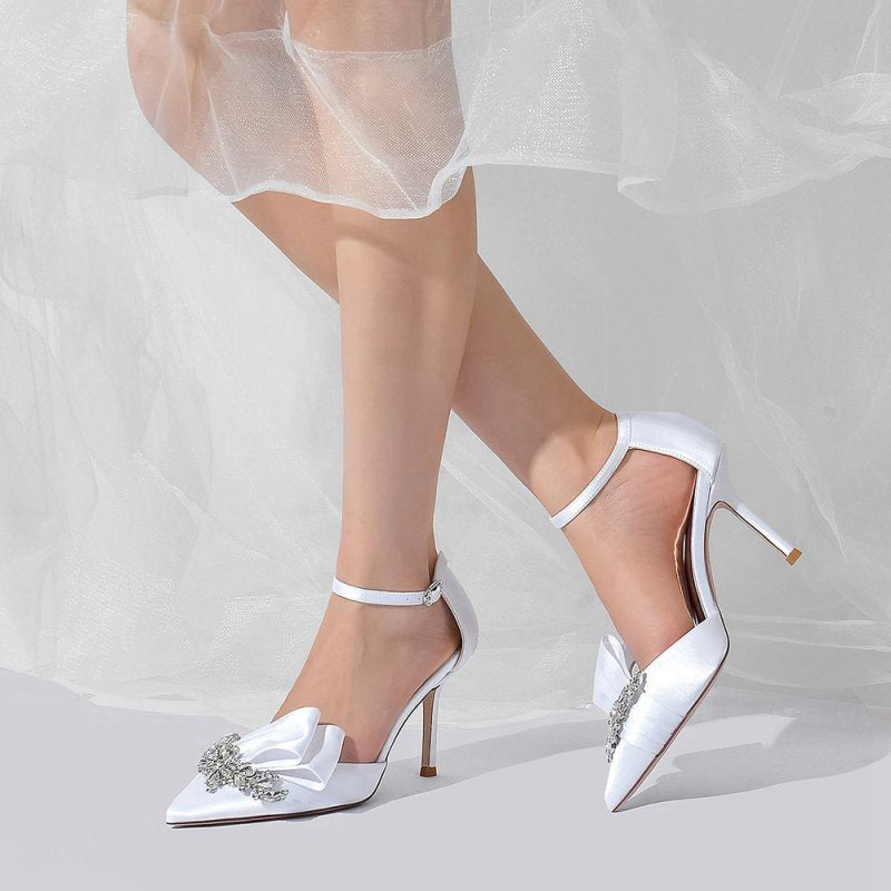 Pointed Toe With Rhinestone Stiletto Heels