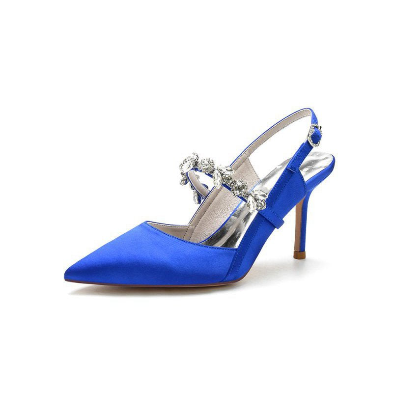 Pointed Toe Stiletto Heels with Rhinestone Strap