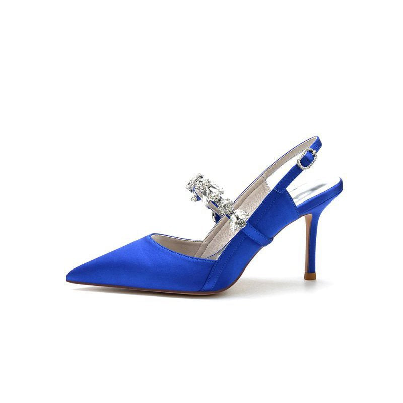 Pointed Toe Stiletto Heels with Rhinestone Strap