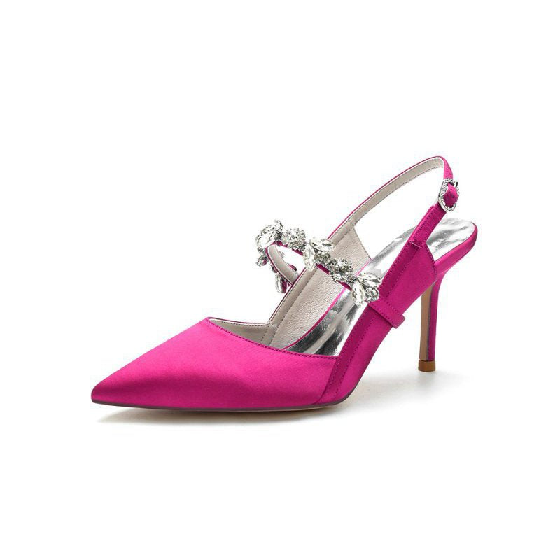 Pointed Toe Stiletto Heels with Rhinestone Strap