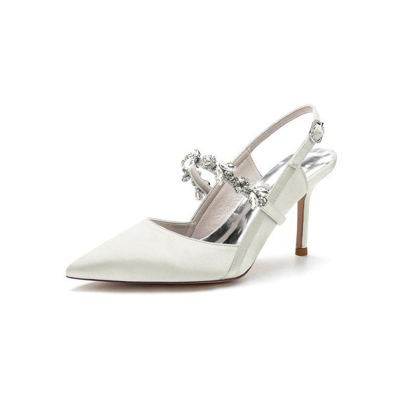 Pointed Toe Stiletto Heels with Rhinestone Strap