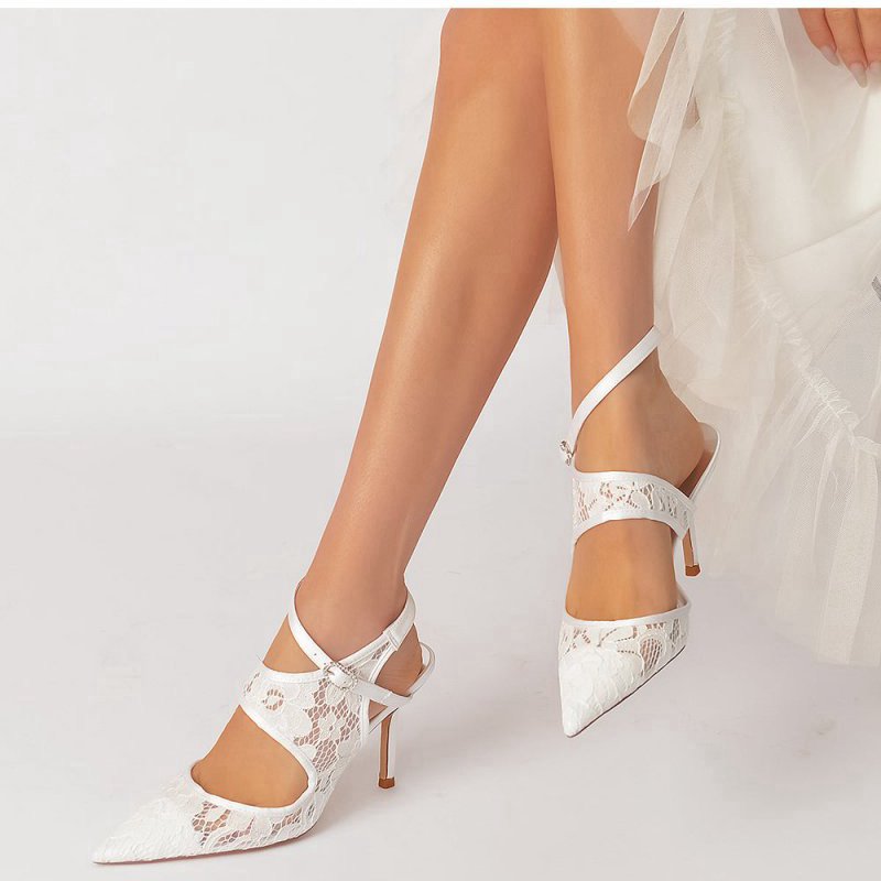 Bridal Heels with Lace Appliques