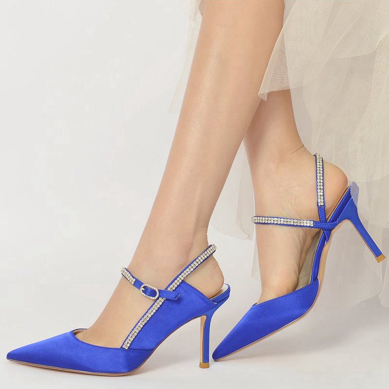 Pointed Toe Stiletto Heel with Crystal Strap