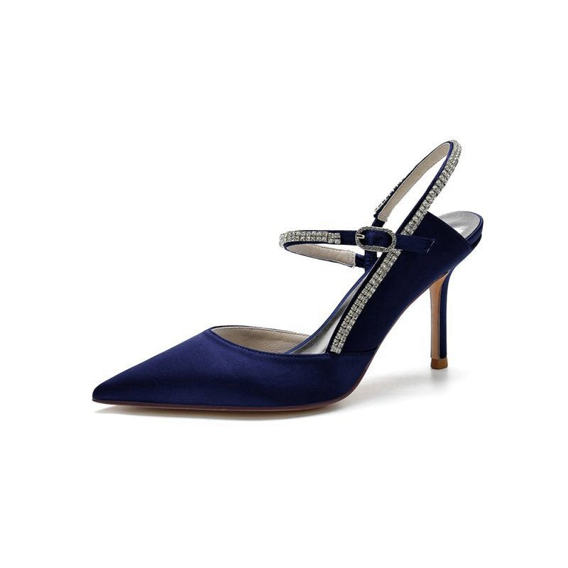 Pointed Toe Stiletto Heel with Crystal Strap