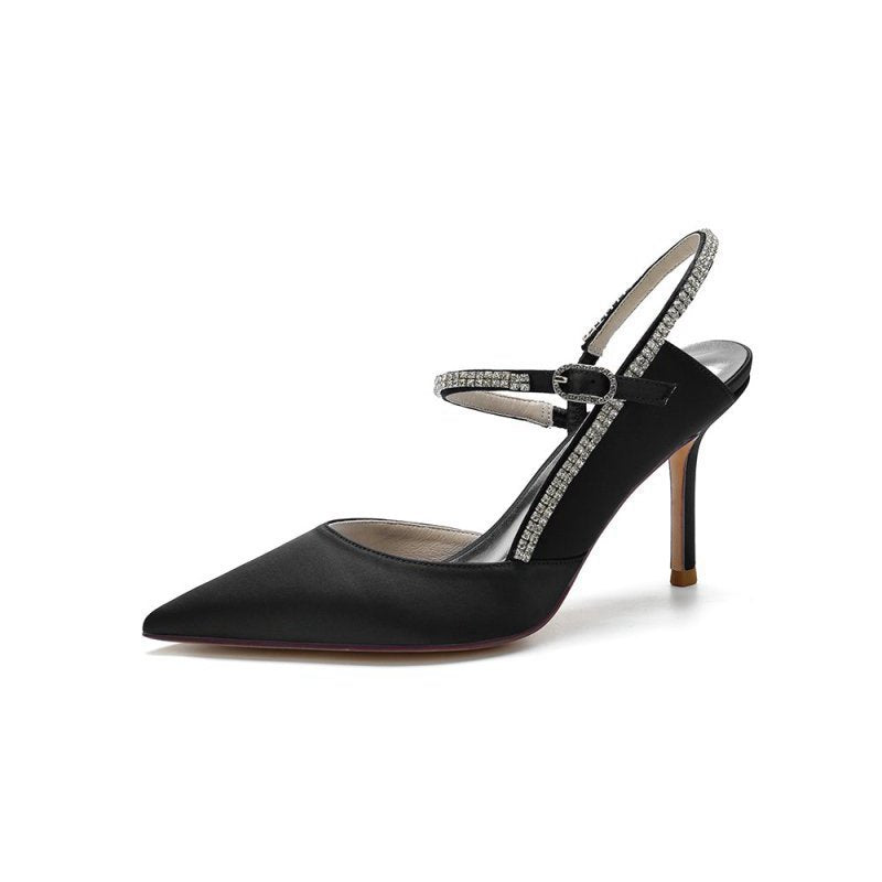Pointed Toe Stiletto Heel with Crystal Strap