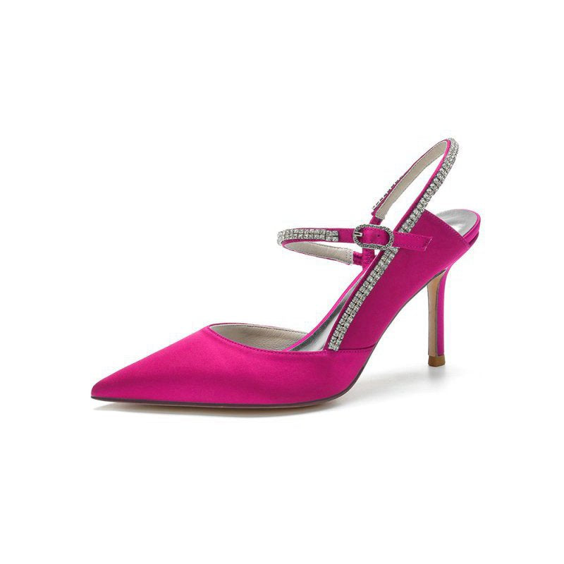 Pointed Toe Stiletto Heel with Crystal Strap