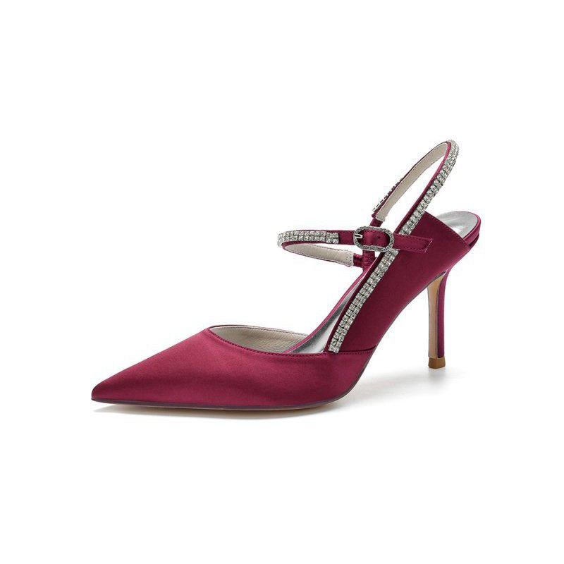 Pointed Toe Stiletto Heel with Crystal Strap