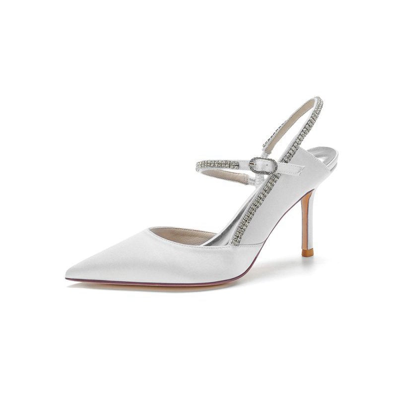 Pointed Toe Stiletto Heel with Crystal Strap