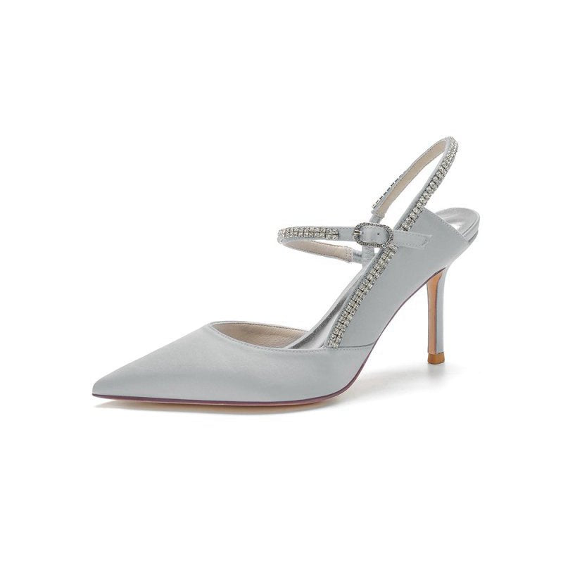 Pointed Toe Stiletto Heel with Crystal Strap