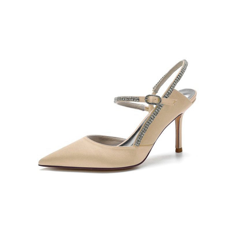 Pointed Toe Stiletto Heel with Crystal Strap