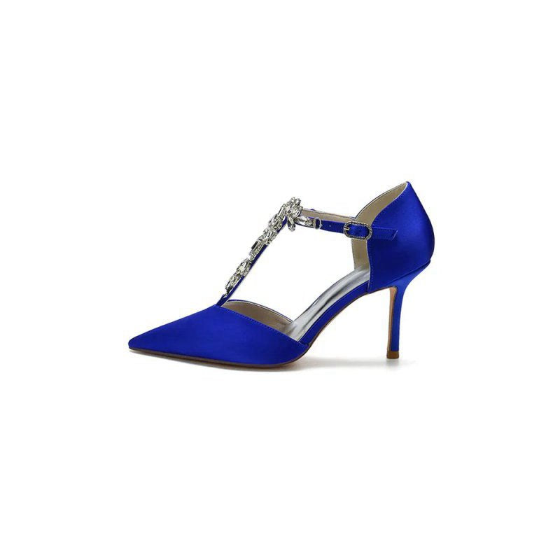 Pointed Toe Rhinestone Strap High Heels
