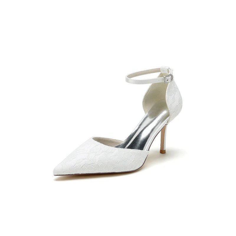 Pointed Toe Bridal Heels with Ankle Strap