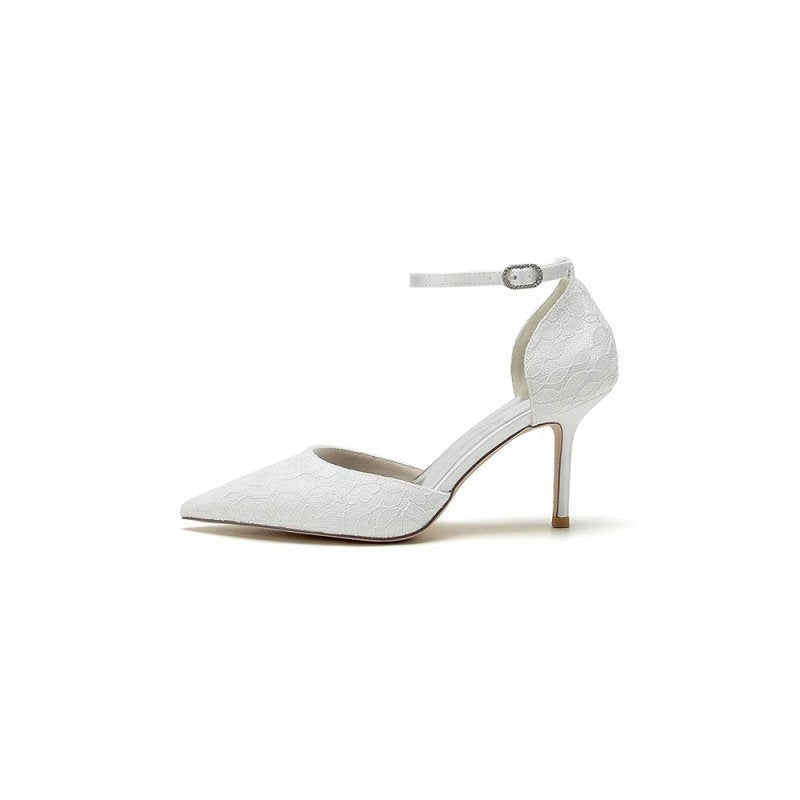 Pointed Toe Bridal Heels with Ankle Strap