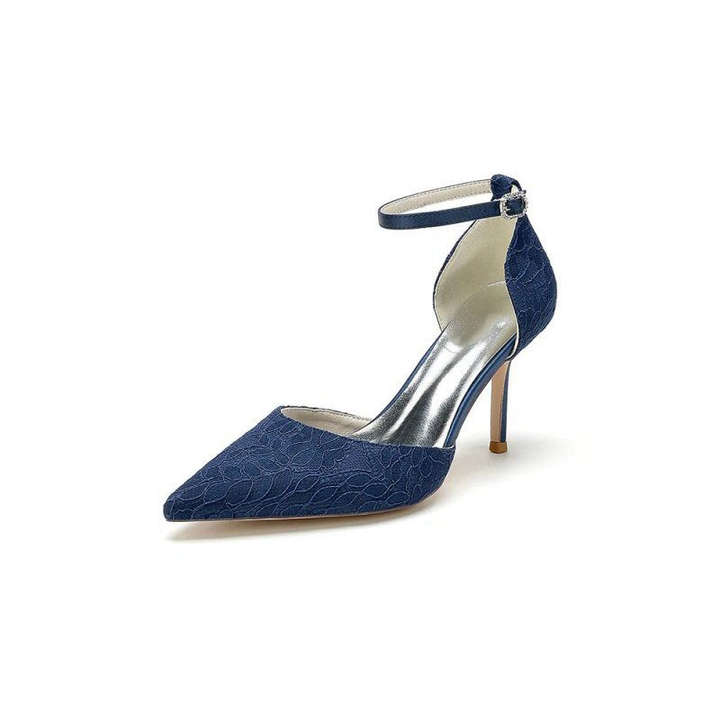 Pointed Toe Bridal Heels with Ankle Strap