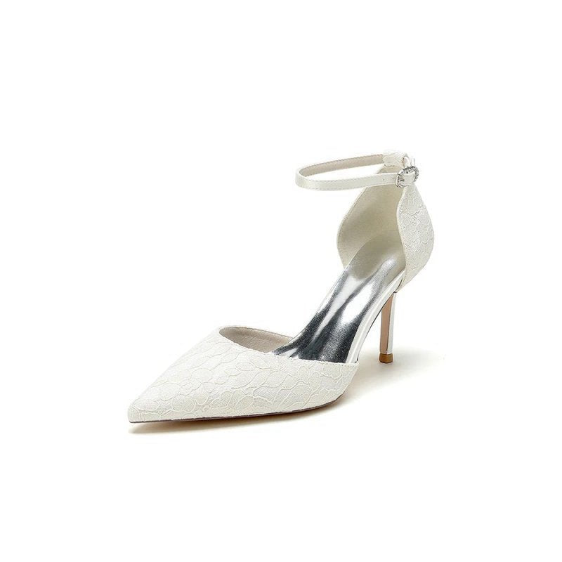 Pointed Toe Bridal Heels with Ankle Strap