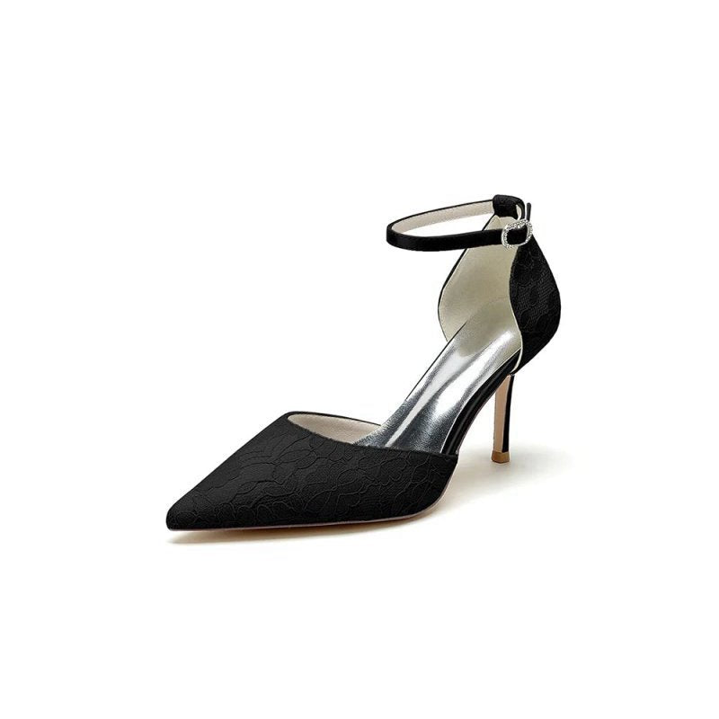 Pointed Toe Bridal Heels with Ankle Strap