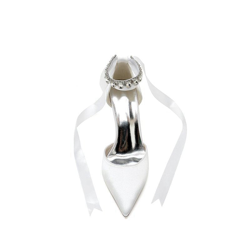 Pointed Toe Stiletto Heels with Ribbon Tie