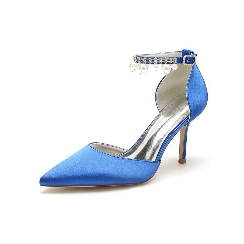 Pointed Toe Wedding Heels with Pearl Tassel