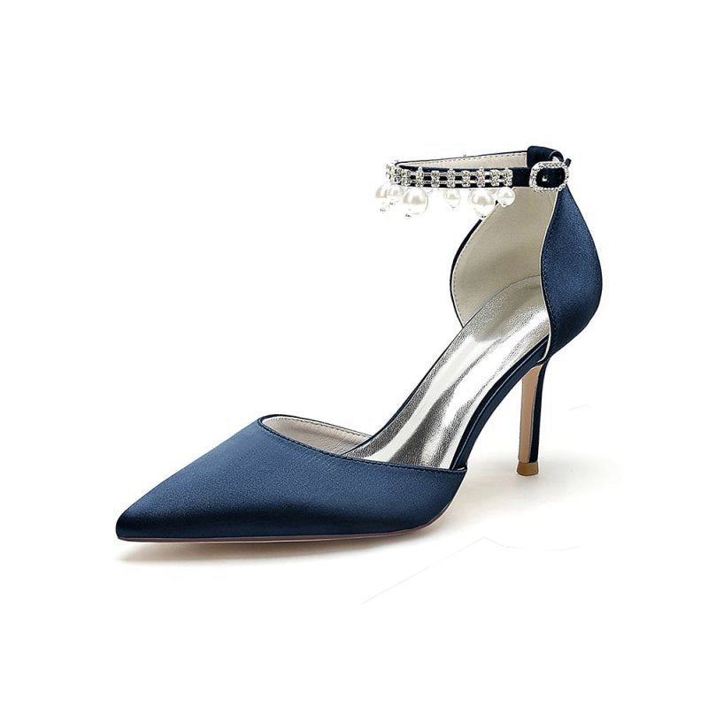 Pointed Toe Wedding Heels with Pearl Tassel