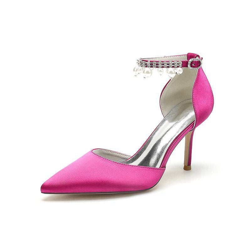 Pointed Toe Wedding Heels with Pearl Tassel