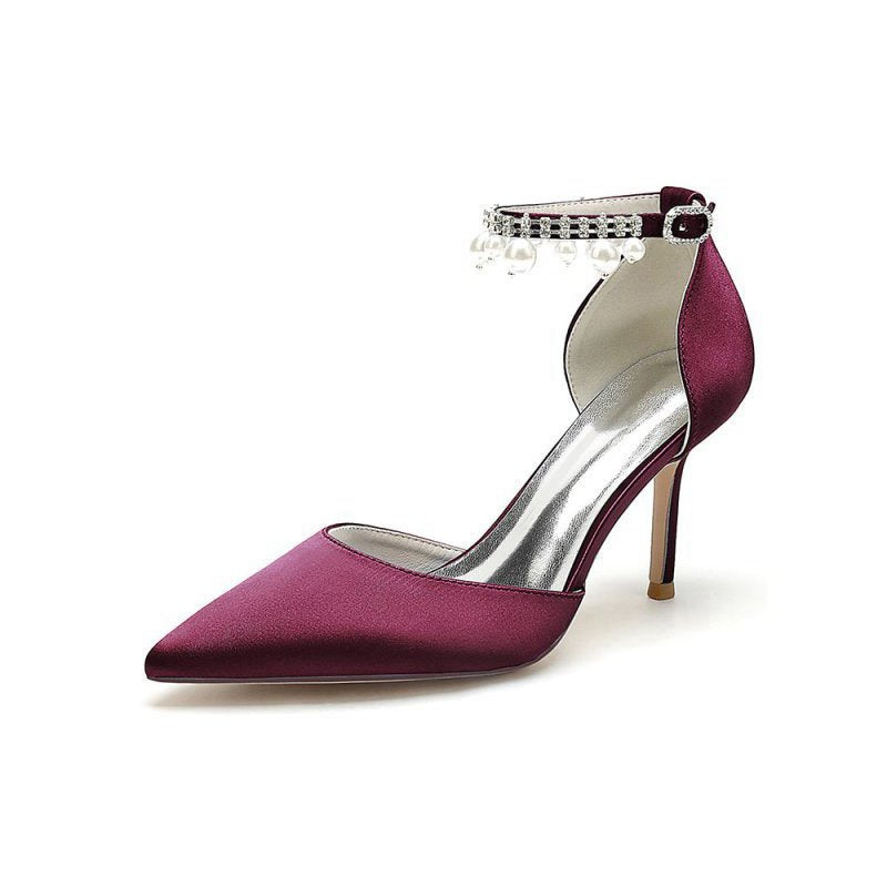 Pointed Toe Wedding Heels with Pearl Tassel