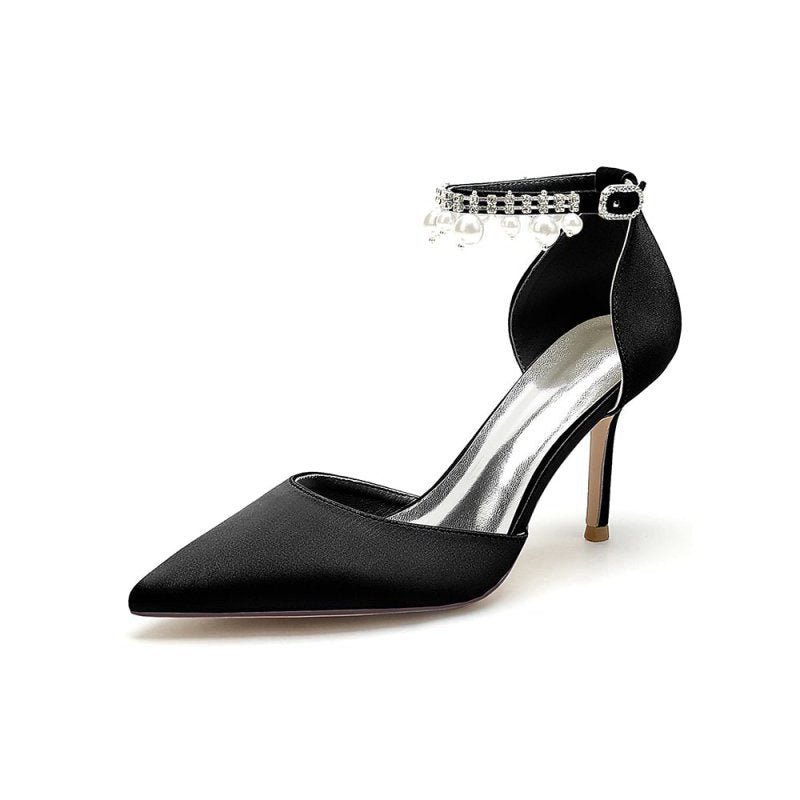 Pointed Toe Wedding Heels with Pearl Tassel