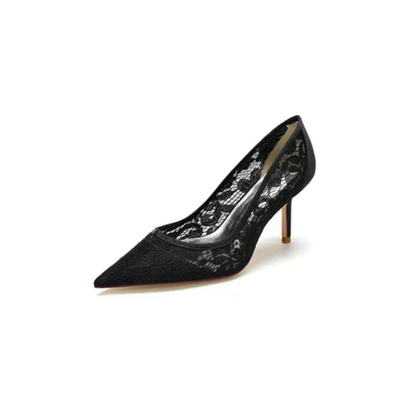 Pointed Toe Bridal Heels with Lace
