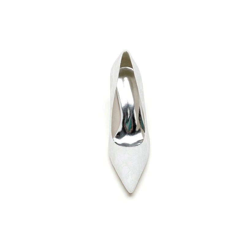 Simple Pointed Toe Lace Wedding Heels