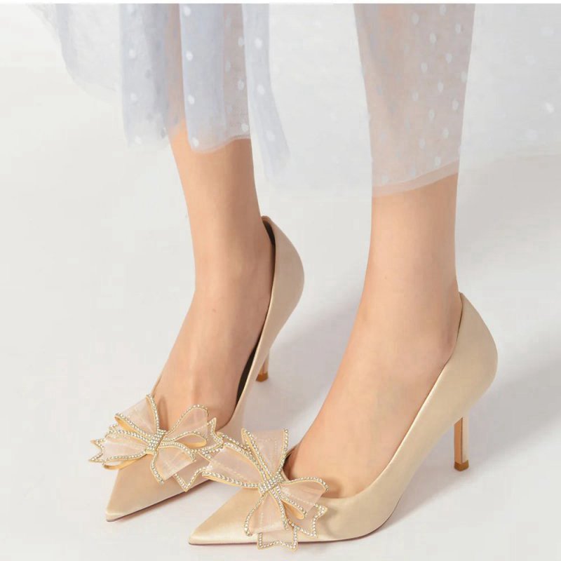 Pointed Toe Wedding Heels with Bow