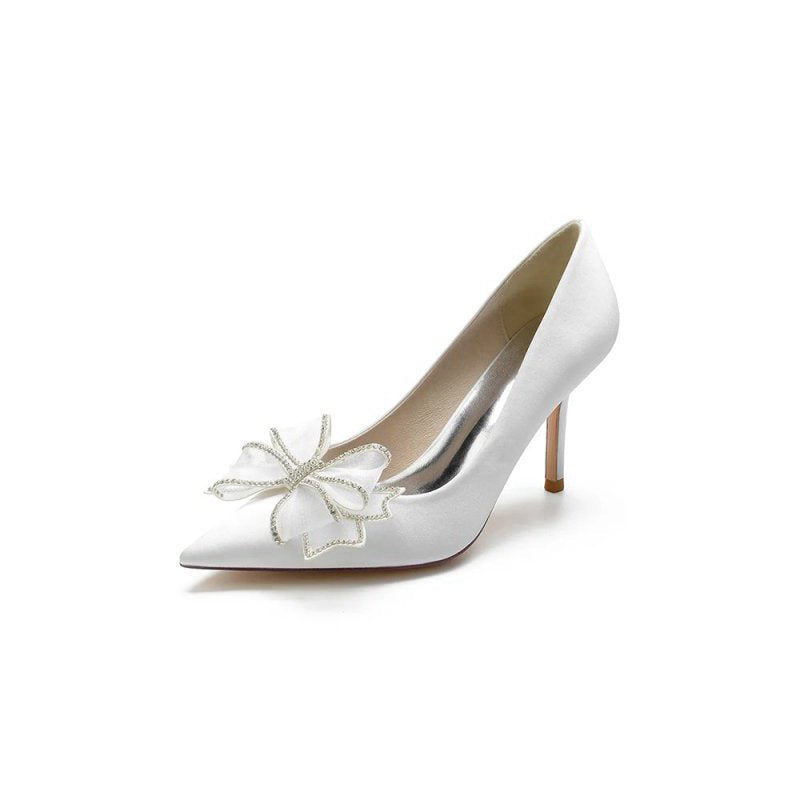 Pointed Toe Wedding Heels with Bow