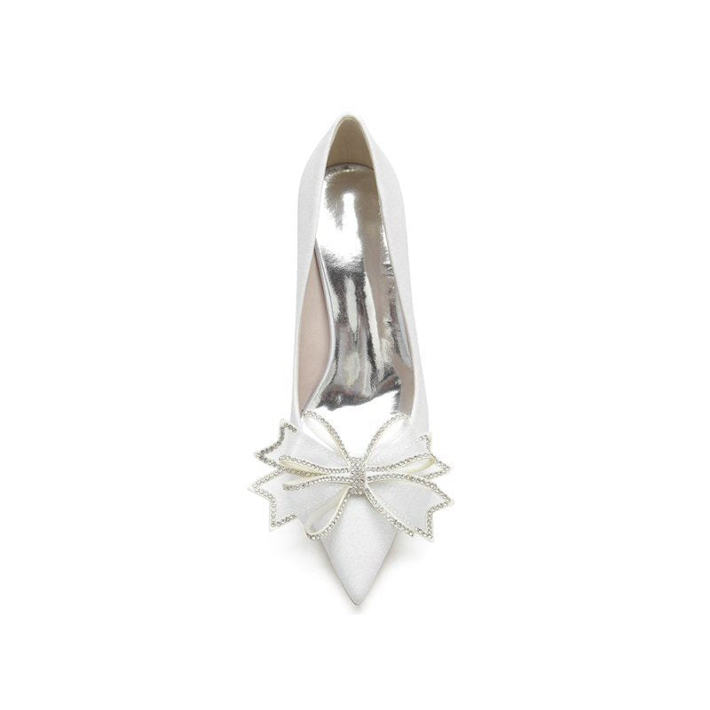 Women's Wedding Shoes Pointed Toe Stiletto Heels With Bow