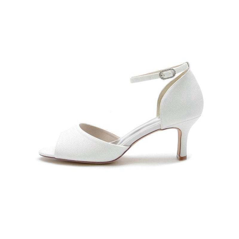 Glitter Crystal Peep Toe Chunky Heels