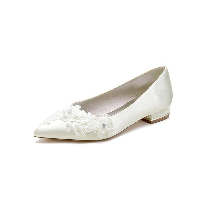 Pointed Toe Low Heels with Lace