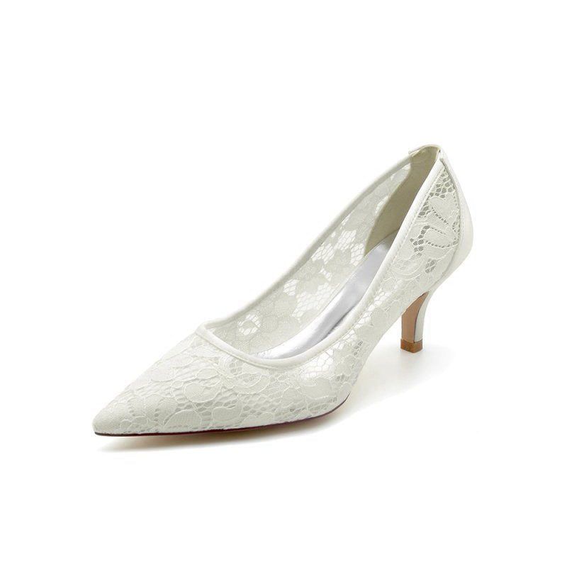 Sexy Pointed Toe High Heels with Lace Mesh Hollow Out