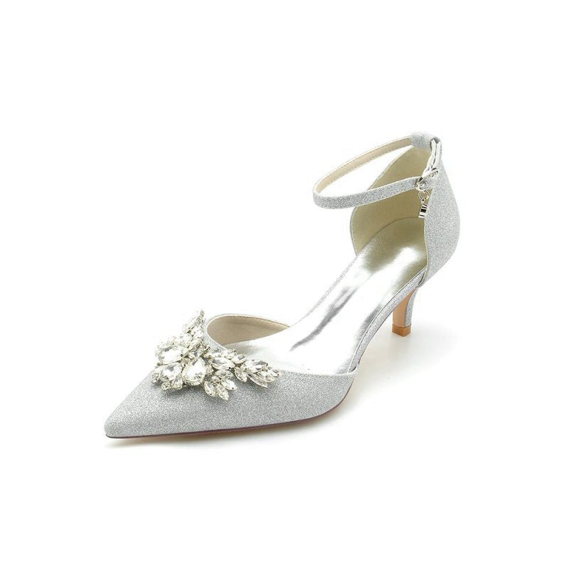 Stiletto Heel Glitter Crystal Wedding Shoes with Rhinestone