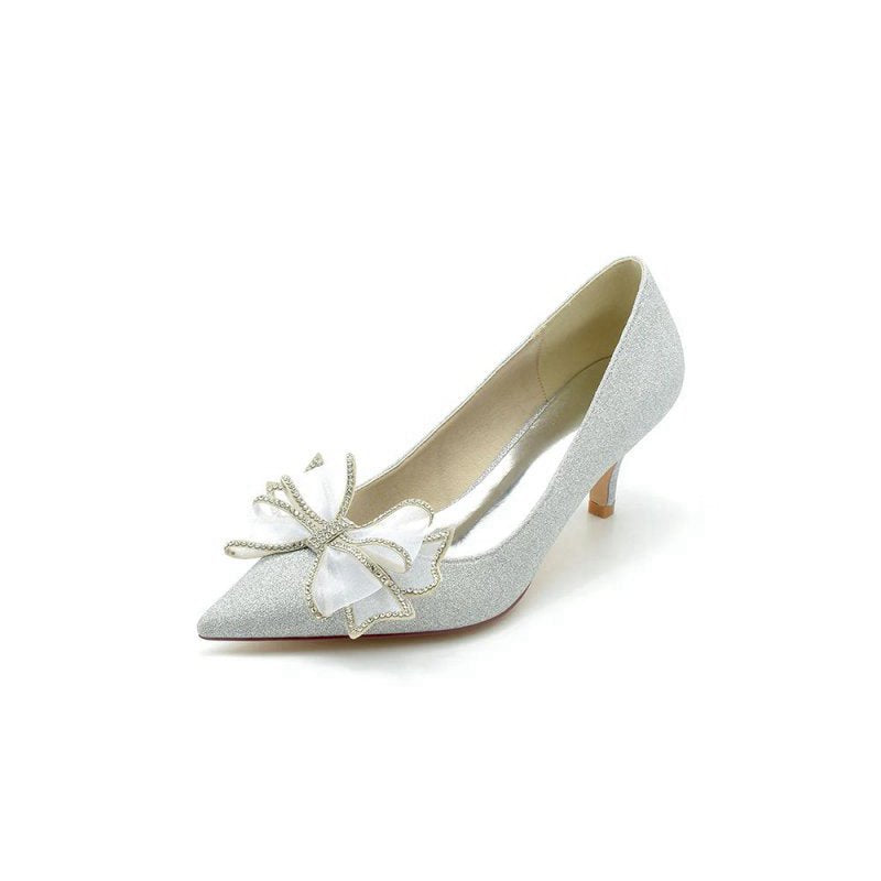 Crystal Stiletto Heel Wedding Shoes with Bow