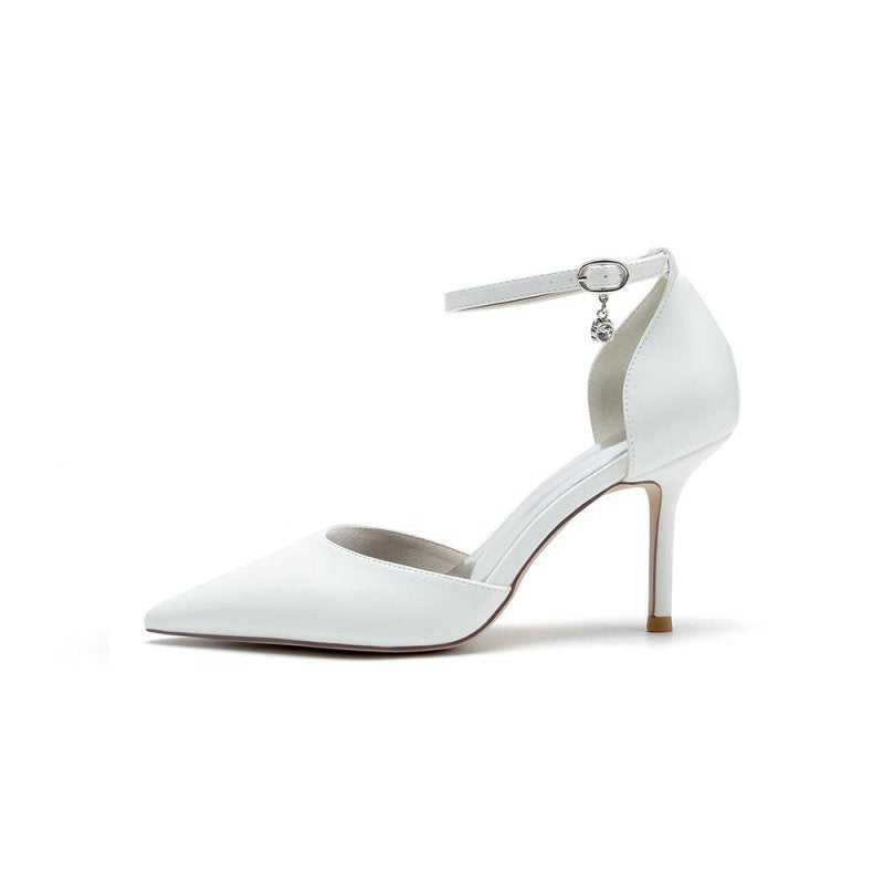 Pointed Toe Sexy Ankle Strap Satin Wedding Shoes