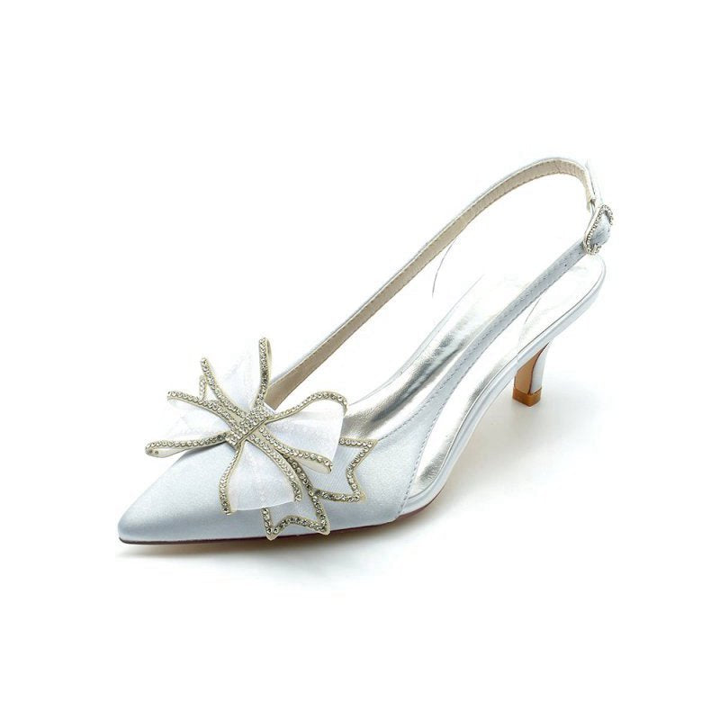 Peep Toe Slingback High Heels with Bow