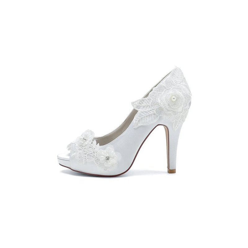 Open Point Toe High Heels with Lace