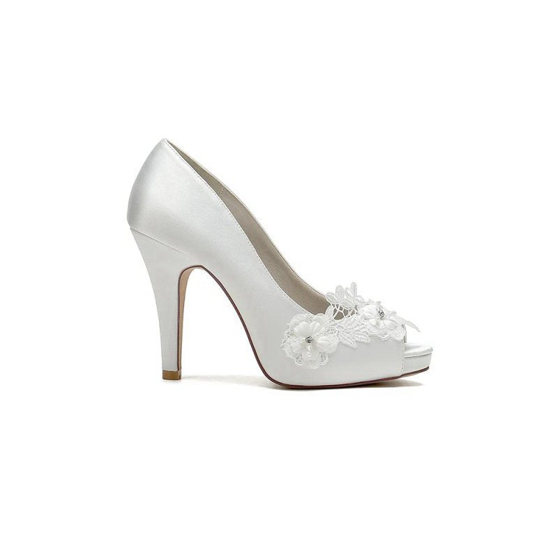 Open Point Toe Wedding Shoes with Lace