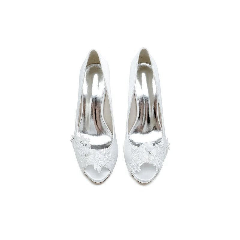 Open Point Toe Wedding Shoes with Lace
