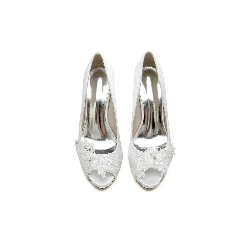Open Point Toe Wedding Shoes with Lace