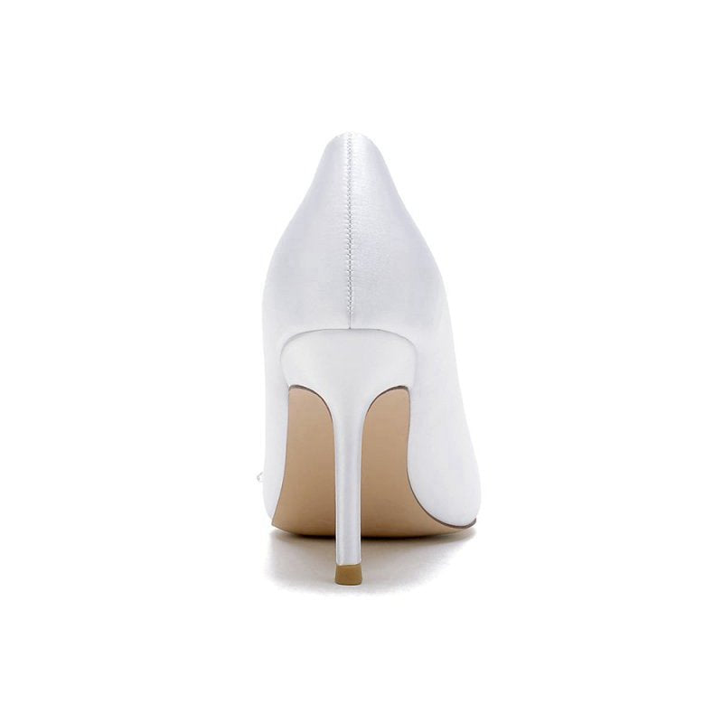 Satin Wedding Shoes Stiletto Heel With Rhinestone Flower