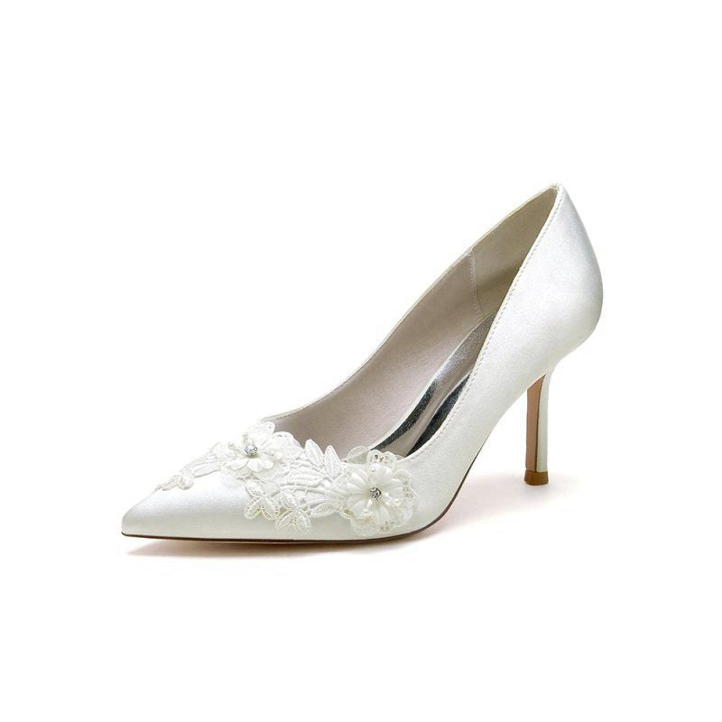 Wedding Shoes Stiletto Heel Satin With Lace